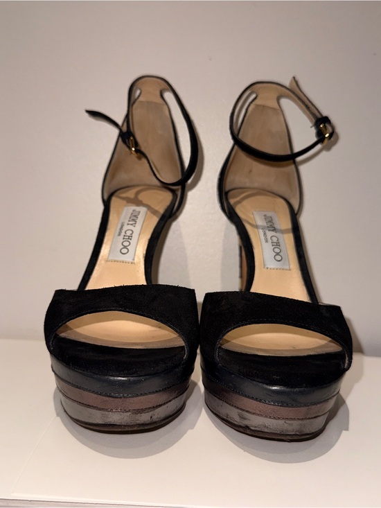 Jimmy Choo Black Suede Platform Ankle-Strap Sandals main image 4